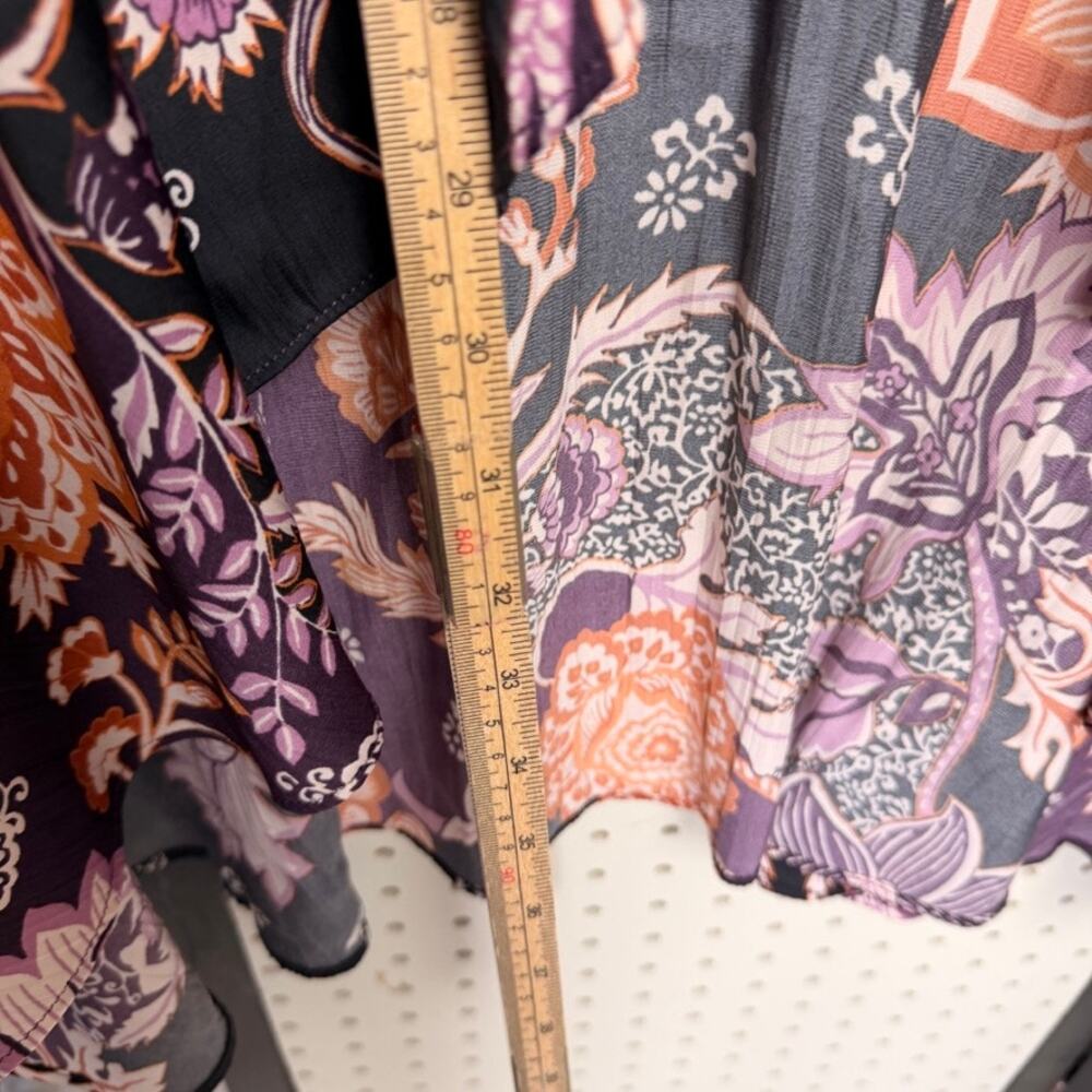 Maeve Wrap Midi Skirt Purple Satin Flowy Tiered Ruffle S Boho Anthropologie - Picture 5 of 6